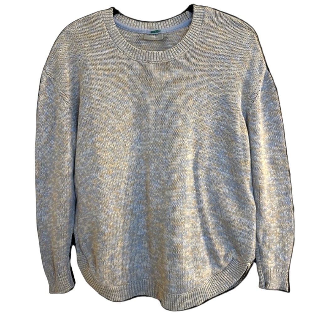 Franca Blue Melange Cotton Knitted Crewneck Sweater